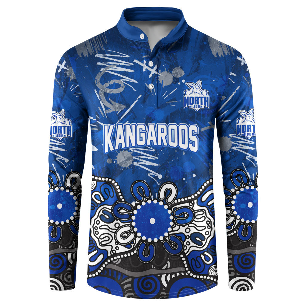 Personalized North Melbourne Kangaroos Button Sweatshirt Aboriginal Dot Painting Graffiti Style