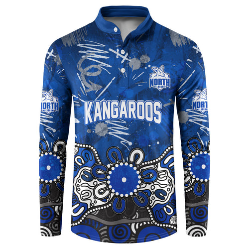 Personalized North Melbourne Kangaroos Button Sweatshirt Aboriginal Dot Painting Graffiti Style