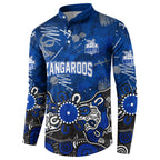 Personalized North Melbourne Kangaroos Button Sweatshirt Aboriginal Dot Painting Graffiti Style