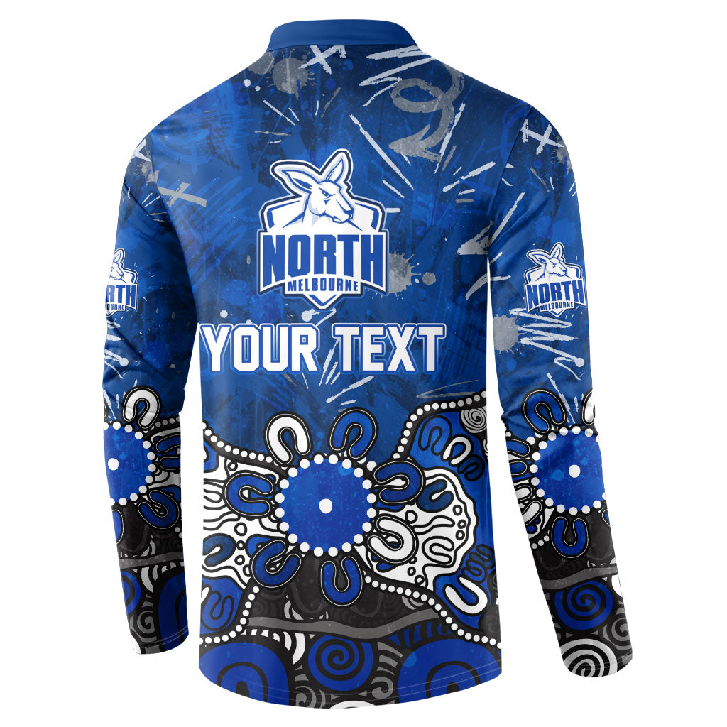 Personalized North Melbourne Kangaroos Button Sweatshirt Aboriginal Dot Painting Graffiti Style