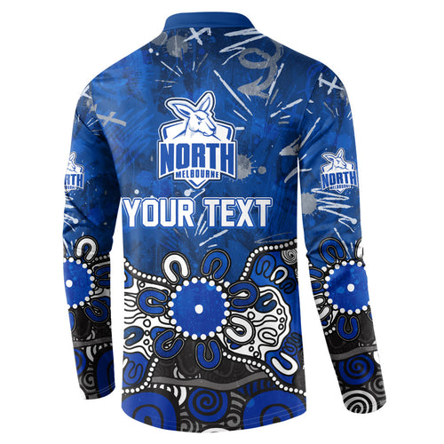 Personalized North Melbourne Kangaroos Button Sweatshirt Aboriginal Dot Painting Graffiti Style