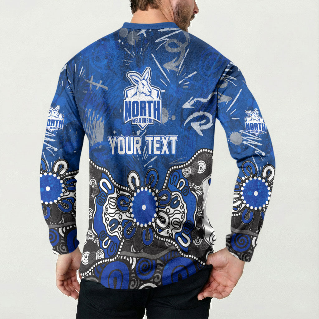 Personalized North Melbourne Kangaroos Button Sweatshirt Aboriginal Dot Painting Graffiti Style