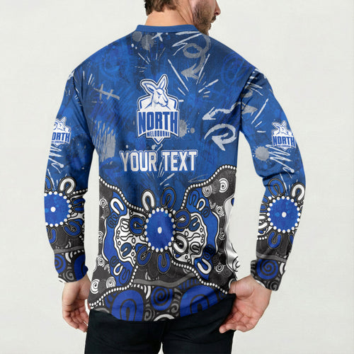 Personalized North Melbourne Kangaroos Button Sweatshirt Aboriginal Dot Painting Graffiti Style