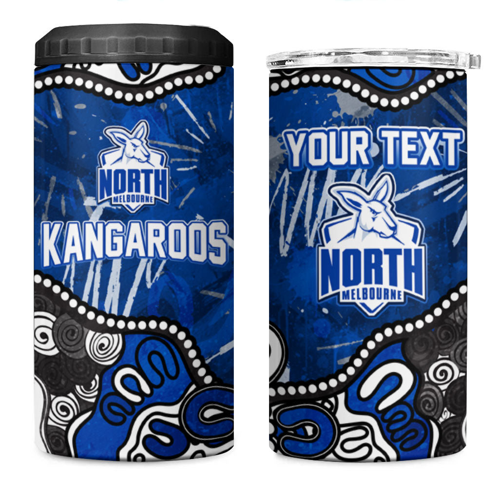 Personalized North Melbourne Kangaroos 4 in 1 Can Cooler Tumbler Aboriginal Dot Painting Graffiti Style