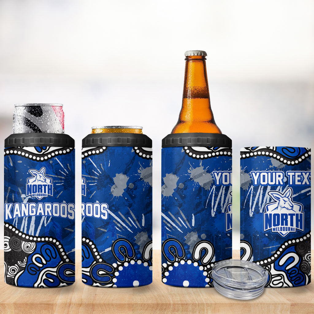Personalized North Melbourne Kangaroos 4 in 1 Can Cooler Tumbler Aboriginal Dot Painting Graffiti Style