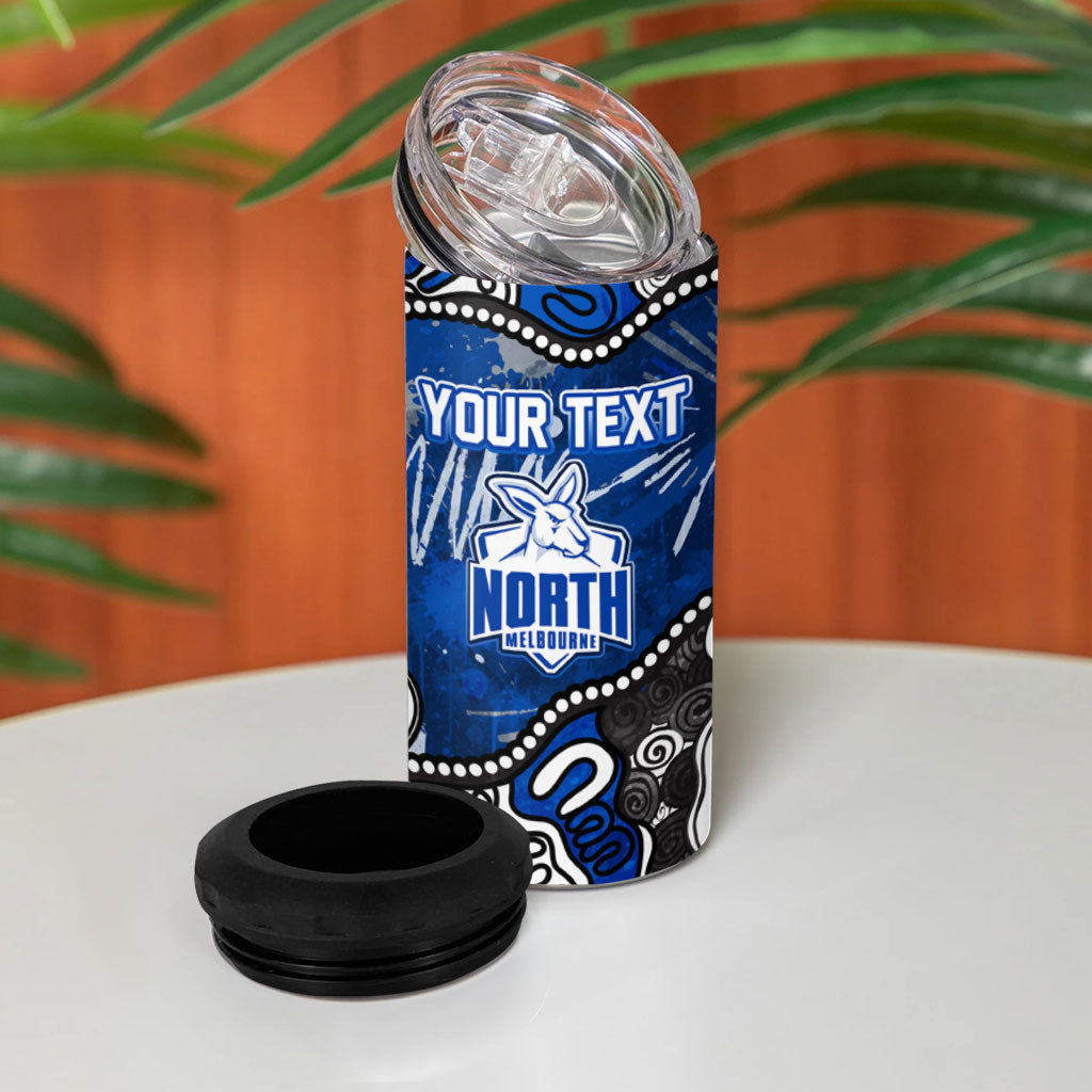 Personalized North Melbourne Kangaroos 4 in 1 Can Cooler Tumbler Aboriginal Dot Painting Graffiti Style