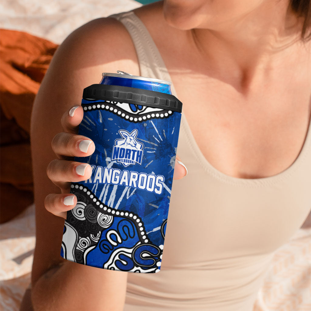 Personalized North Melbourne Kangaroos 4 in 1 Can Cooler Tumbler Aboriginal Dot Painting Graffiti Style