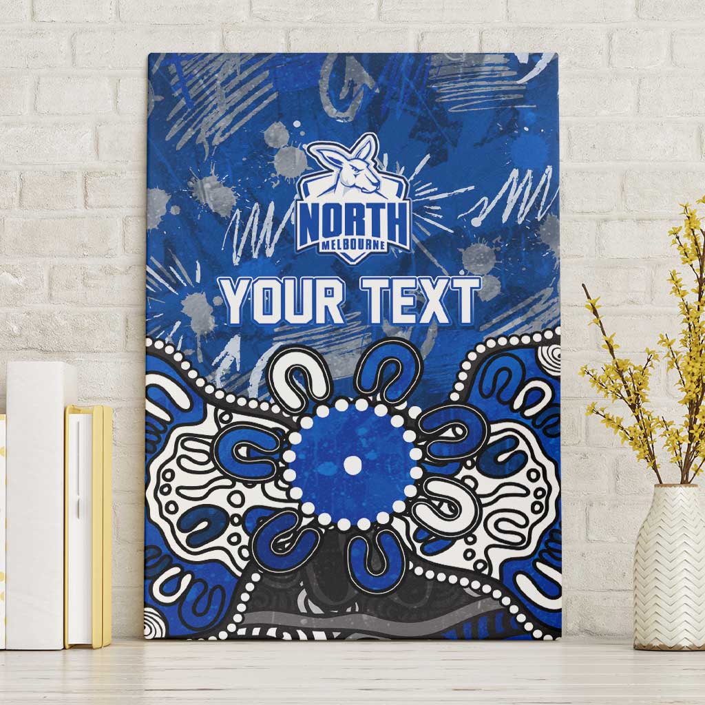 Personalized North Melbourne Kangaroos Canvas Wall Art Aboriginal Dot Painting Graffiti Style