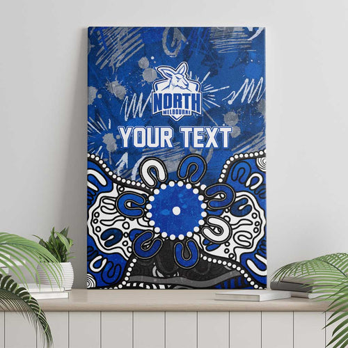 Personalized North Melbourne Kangaroos Canvas Wall Art Aboriginal Dot Painting Graffiti Style