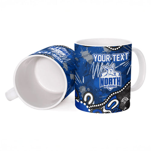 Personalized North Melbourne Kangaroos Ceramic Mug Aboriginal Dot Painting Graffiti Style