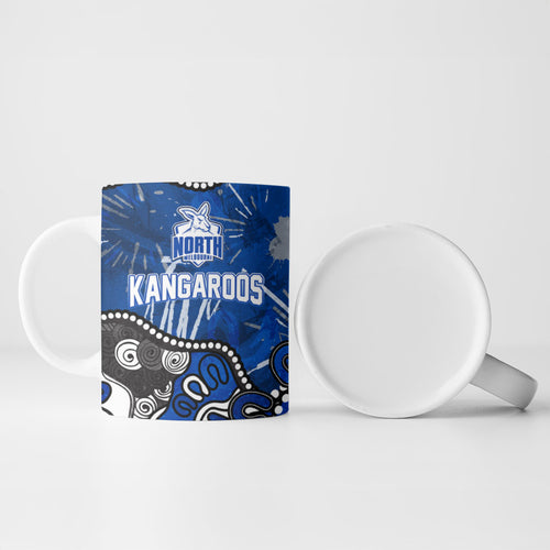 Personalized North Melbourne Kangaroos Ceramic Mug Aboriginal Dot Painting Graffiti Style