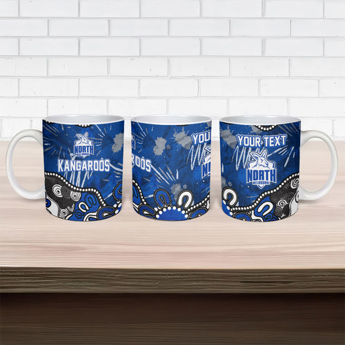 Personalized North Melbourne Kangaroos Ceramic Mug Aboriginal Dot Painting Graffiti Style