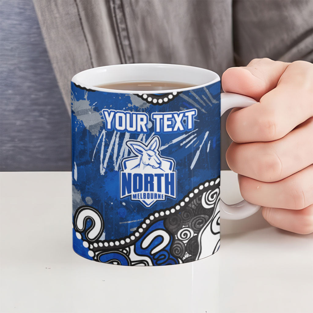 Personalized North Melbourne Kangaroos Ceramic Mug Aboriginal Dot Painting Graffiti Style