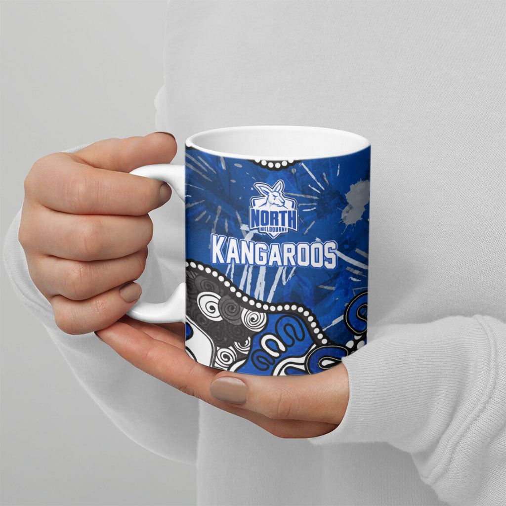 Personalized North Melbourne Kangaroos Ceramic Mug Aboriginal Dot Painting Graffiti Style