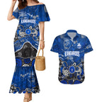 Personalized North Melbourne Kangaroos Couples Matching Mermaid Dress and Hawaiian Shirt Aboriginal Dot Painting Graffiti Style