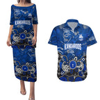 Personalized North Melbourne Kangaroos Couples Matching Puletasi and Hawaiian Shirt Aboriginal Dot Painting Graffiti Style