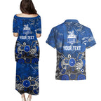 Personalized North Melbourne Kangaroos Couples Matching Puletasi and Hawaiian Shirt Aboriginal Dot Painting Graffiti Style