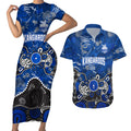 Personalized North Melbourne Kangaroos Couples Matching Short Sleeve Bodycon Dress and Hawaiian Shirt Aboriginal Dot Painting Graffiti Style