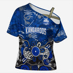 Personalized North Melbourne Kangaroos Cross Shoulder Shirt Aboriginal Dot Painting Graffiti Style