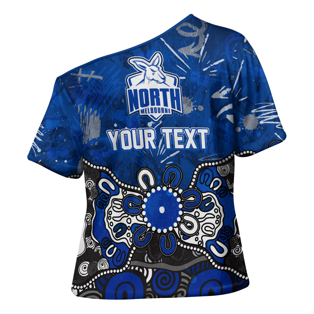 Personalized North Melbourne Kangaroos Cross Shoulder Shirt Aboriginal Dot Painting Graffiti Style