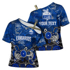 Personalized North Melbourne Kangaroos Cross Shoulder Shirt Aboriginal Dot Painting Graffiti Style