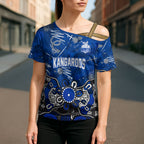 Personalized North Melbourne Kangaroos Cross Shoulder Shirt Aboriginal Dot Painting Graffiti Style