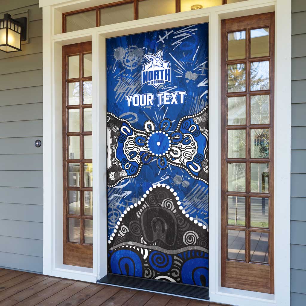 Personalized North Melbourne Kangaroos Door Cover Aboriginal Dot Painting Graffiti Style