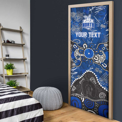 Personalized North Melbourne Kangaroos Door Cover Aboriginal Dot Painting Graffiti Style