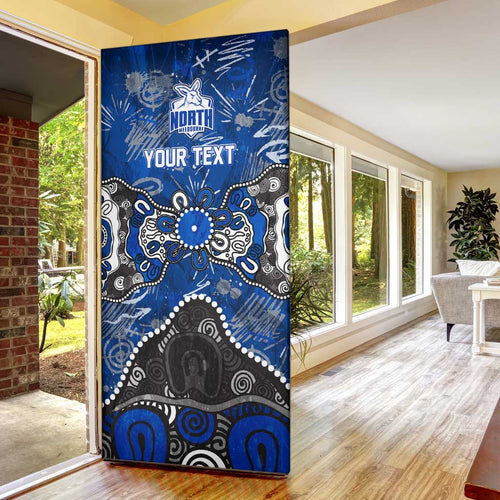 Personalized North Melbourne Kangaroos Door Cover Aboriginal Dot Painting Graffiti Style