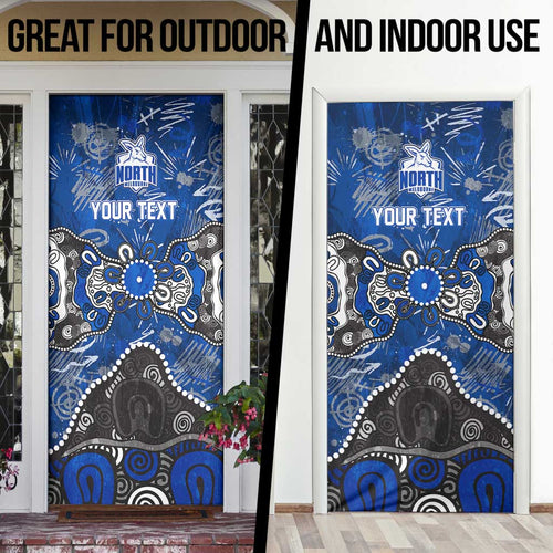 Personalized North Melbourne Kangaroos Door Cover Aboriginal Dot Painting Graffiti Style