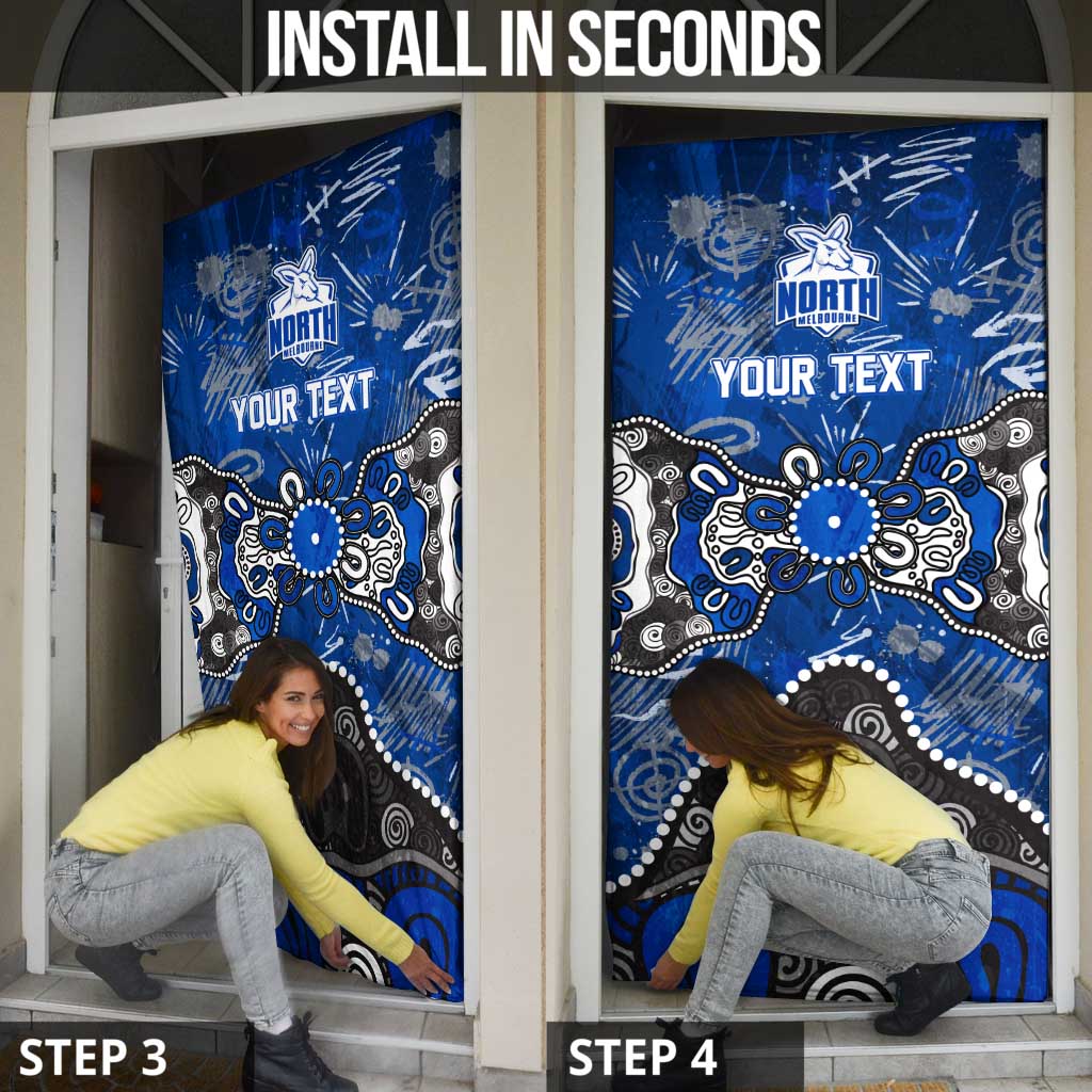 Personalized North Melbourne Kangaroos Door Cover Aboriginal Dot Painting Graffiti Style