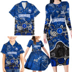 Personalized North Melbourne Kangaroos Family Matching Long Sleeve Bodycon Dress and Hawaiian Shirt Aboriginal Dot Painting Graffiti Style