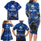 Personalized North Melbourne Kangaroos Family Matching Long Sleeve Bodycon Dress and Hawaiian Shirt Aboriginal Dot Painting Graffiti Style