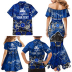 Personalized North Melbourne Kangaroos Family Matching Mermaid Dress and Hawaiian Shirt Aboriginal Dot Painting Graffiti Style