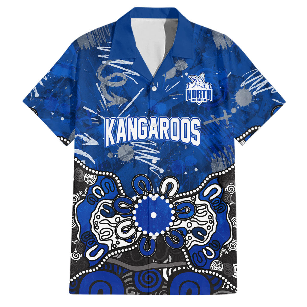 Personalized North Melbourne Kangaroos Family Matching Mermaid Dress and Hawaiian Shirt Aboriginal Dot Painting Graffiti Style