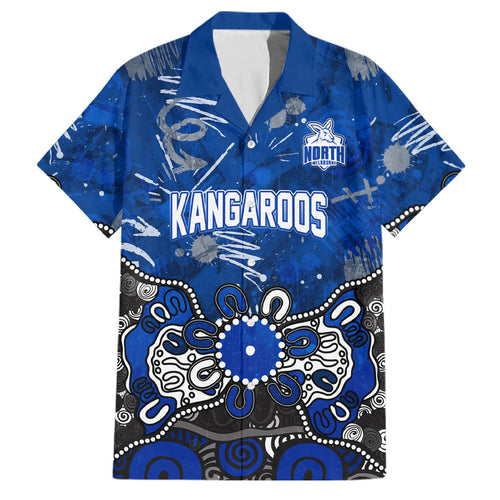 Personalized North Melbourne Kangaroos Family Matching Mermaid Dress and Hawaiian Shirt Aboriginal Dot Painting Graffiti Style