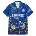 Personalized North Melbourne Kangaroos Family Matching Off The Shoulder Long Sleeve Dress and Hawaiian Shirt Aboriginal Dot Painting Graffiti Style