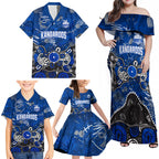 Personalized North Melbourne Kangaroos Family Matching Off Shoulder Maxi Dress and Hawaiian Shirt Aboriginal Dot Painting Graffiti Style