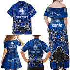 Personalized North Melbourne Kangaroos Family Matching Off Shoulder Maxi Dress and Hawaiian Shirt Aboriginal Dot Painting Graffiti Style