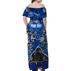 Personalized North Melbourne Kangaroos Family Matching Off Shoulder Maxi Dress and Hawaiian Shirt Aboriginal Dot Painting Graffiti Style