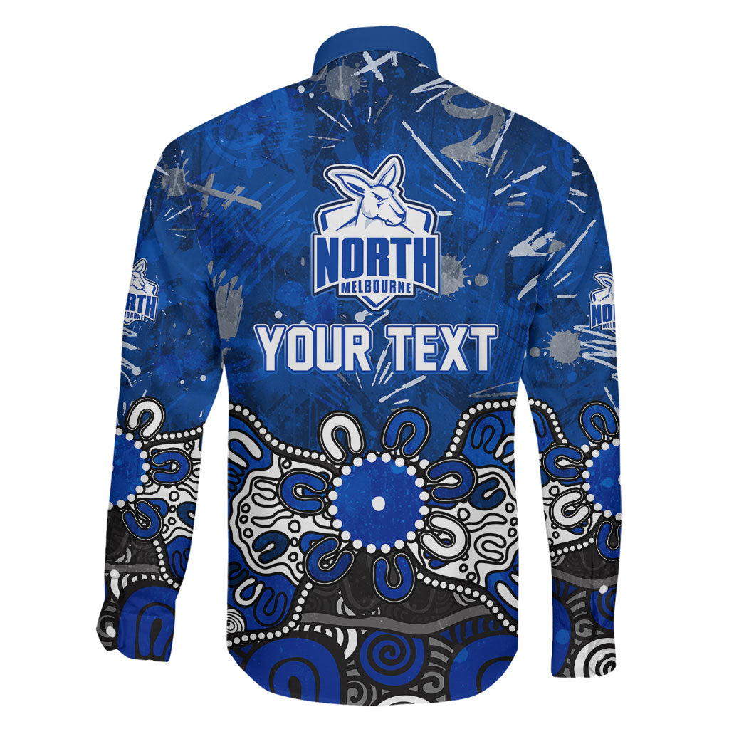 Personalized North Melbourne Kangaroos Family Matching Off Shoulder Short Dress and Hawaiian Shirt Aboriginal Dot Painting Graffiti Style