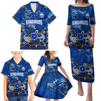 Personalized North Melbourne Kangaroos Family Matching Puletasi and Hawaiian Shirt Aboriginal Dot Painting Graffiti Style