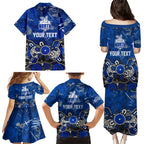 Personalized North Melbourne Kangaroos Family Matching Puletasi and Hawaiian Shirt Aboriginal Dot Painting Graffiti Style
