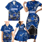 Personalized North Melbourne Kangaroos Family Matching Short Sleeve Bodycon Dress and Hawaiian Shirt Aboriginal Dot Painting Graffiti Style