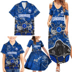 Personalized North Melbourne Kangaroos Family Matching Summer Maxi Dress and Hawaiian Shirt Aboriginal Dot Painting Graffiti Style