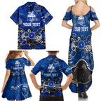Personalized North Melbourne Kangaroos Family Matching Summer Maxi Dress and Hawaiian Shirt Aboriginal Dot Painting Graffiti Style