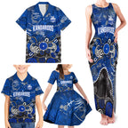 Personalized North Melbourne Kangaroos Family Matching Tank Maxi Dress and Hawaiian Shirt Aboriginal Dot Painting Graffiti Style