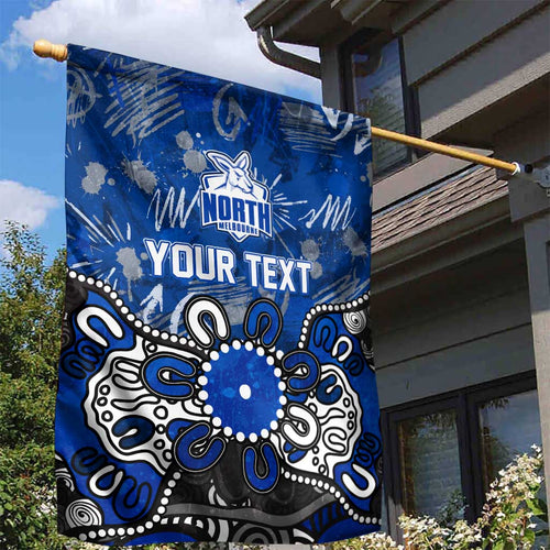 Personalized North Melbourne Kangaroos Garden Flag Aboriginal Dot Painting Graffiti Style