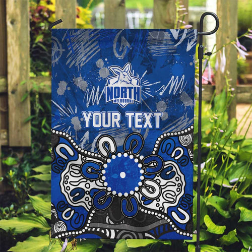 Personalized North Melbourne Kangaroos Garden Flag Aboriginal Dot Painting Graffiti Style