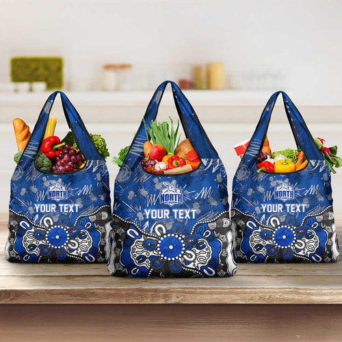 Personalized North Melbourne Kangaroos Grocery Bag Aboriginal Dot Painting Graffiti Style